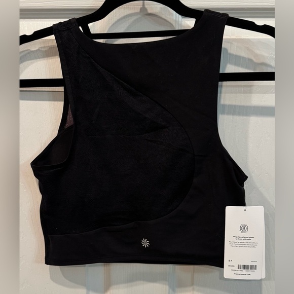NWT  Athleta Conscious Crop Lace Size Small Black Sport Bra Yoga Gym Run - Picture 4 of 12